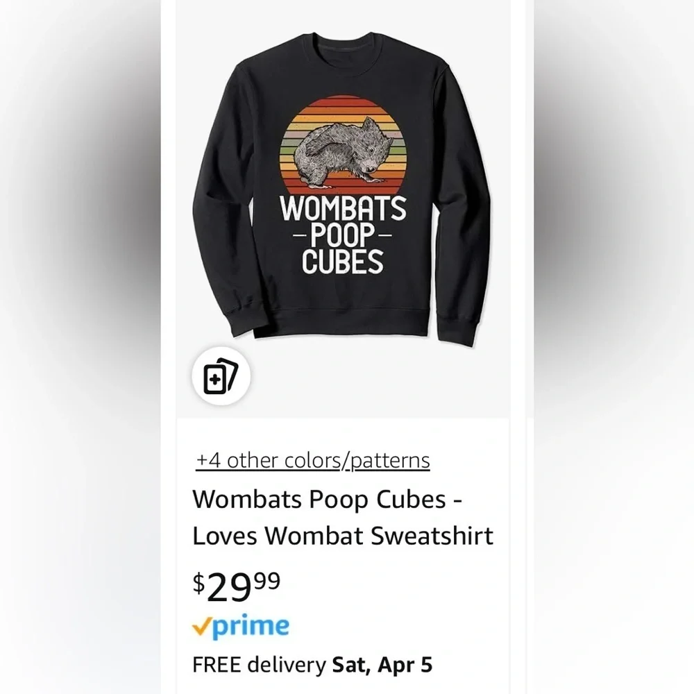 NWT- Australia Spirt Animal  Black Wombat Graphic Sweatshirt